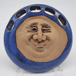 Handcrafted T.D. Hartman Ceramic Moon Face Wall Art Decor